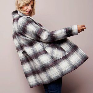 CHARLIE B brushed plaid wool coat